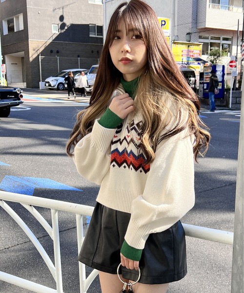 one way（ワンウェイ）の「ノルディック柄ジップニット（ニット