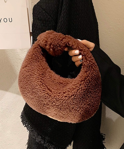 shopnikoniko（ショップニコニコ）の「ボア ノットハンドル ミニバッグ（ハンドバッグ・レディース・ホワイト/ブラウン・フリー）」の17枚目の写真