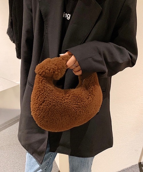 shopnikoniko（ショップニコニコ）の「ボア ノットハンドル ミニバッグ（ハンドバッグ・レディース・ホワイト/ブラウン・フリー）」の15枚目の写真