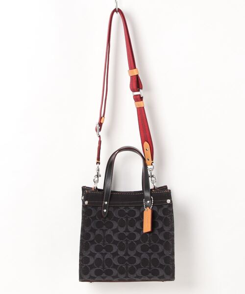 【美品】COACH フィールドトート ブラック デニム スクエア ショルダー COACH コーチ フィールドトート デニム ブラック スクエア