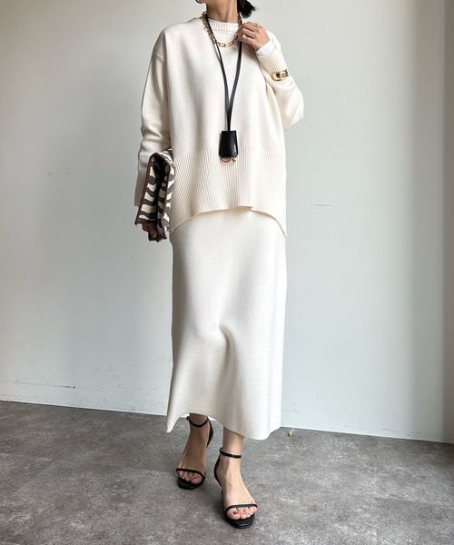 DouDou(ドゥドゥ)の「【新色追加】ダブルジャガードニットタイトスカート(スカート・レディース・オフホワイト/ネイビー/スカイブルー/ピンク・FREE)」の16枚目の写真