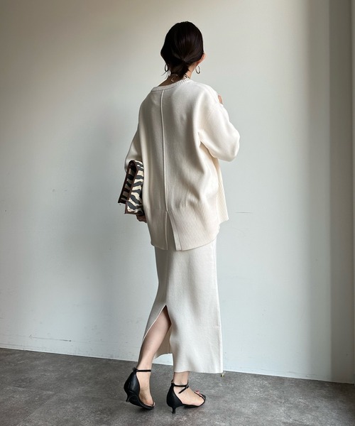 DouDou(ドゥドゥ)の「【新色追加】ダブルジャガードニットタイトスカート(スカート・レディース・オフホワイト/ネイビー/スカイブルー/ピンク・FREE)」の18枚目の写真