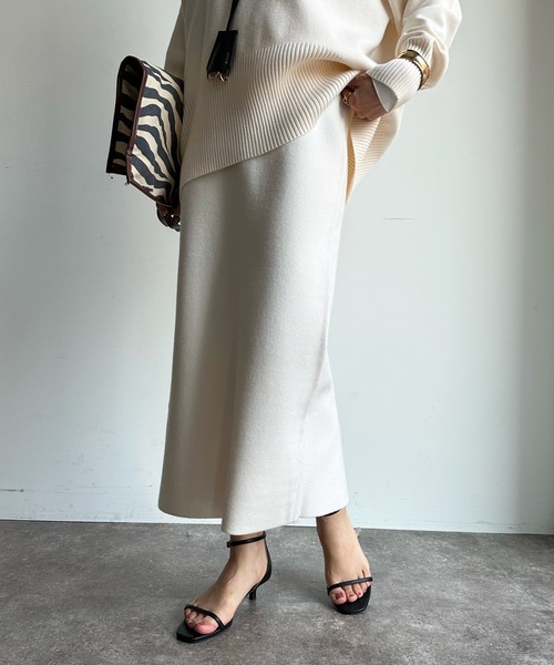 DouDou(ドゥドゥ)の「【新色追加】ダブルジャガードニットタイトスカート(スカート・レディース・オフホワイト/ネイビー/スカイブルー/ピンク・FREE)」の21枚目の写真