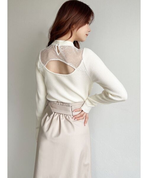 RESEXXY(リゼクシー)の「ラグランレースニットトップス(ニット/セーター・レディース・ブラック/ホワイト/ベージュ・FREE)」の5枚目の写真