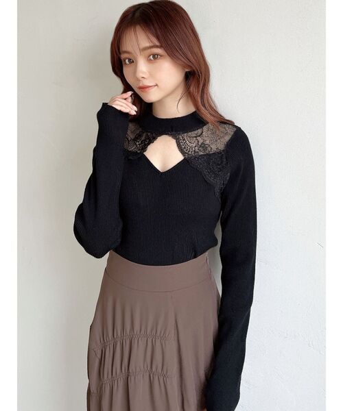 RESEXXY(リゼクシー)の「ラグランレースニットトップス(ニット/セーター・レディース・ブラック/ホワイト/ベージュ・FREE)」の8枚目の写真