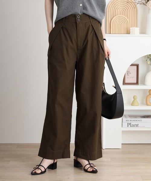 atONE(アットワン)の「atONE ビッグタックツイルパンツ(その他パンツ・レディース・カーキ/ベージュ/ブラック・M/L/LL/4L/3L)」の3枚目の写真