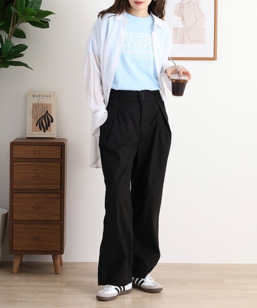 atONE(アットワン)の「atONE ビッグタックツイルパンツ(その他パンツ・レディース・カーキ/ベージュ/ブラック・M/L/LL/4L/3L)」の7枚目の写真