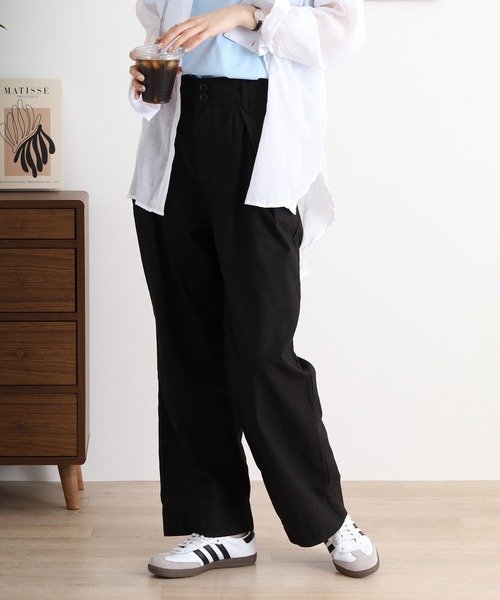 atONE(アットワン)の「atONE ビッグタックツイルパンツ(その他パンツ・レディース・カーキ/ベージュ/ブラック・M/L/LL/4L/3L)」の6枚目の写真