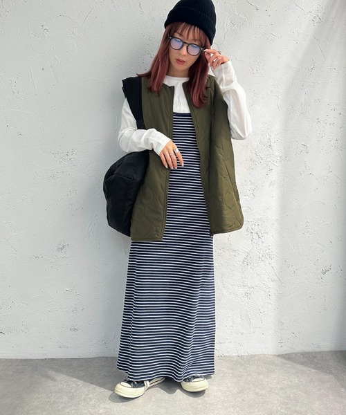 apres jour mignon(アプレジュールミニョン)の「ボーダーキャミワンピース【ZOZOTOWN限定アイテム】(ワンピース・レディース・ネイビー/ブラック・MEDIUM/X-LARGE/SMALL)」の2枚目の写真