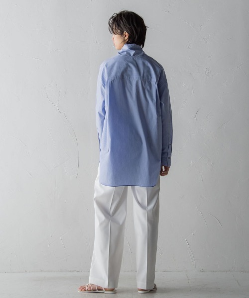 MAYSON GREY(メイソングレイ)の「スカーフネックストライプオーバーシャツ(シャツ/ブラウス・レディース・ブルー系その他/パープル系その他・M)」の7枚目の写真