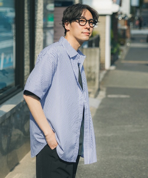 coca(coca)(コカ)の「メンズストライプイニシャルサガラワッペンシャツ(シャツ/ブラウス・メンズ・ブルー/グリーン・M/L/XL)」の10枚目の写真