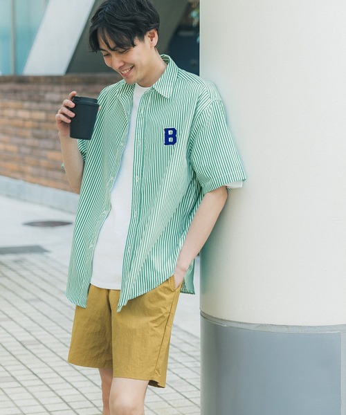 coca(coca)(コカ)の「メンズストライプイニシャルサガラワッペンシャツ(シャツ/ブラウス・メンズ・ブルー/グリーン・M/L/XL)」の8枚目の写真