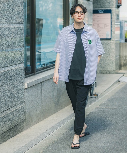 coca(coca)(コカ)の「メンズストライプイニシャルサガラワッペンシャツ(シャツ/ブラウス・メンズ・ブルー/グリーン・M/L/XL)」の13枚目の写真