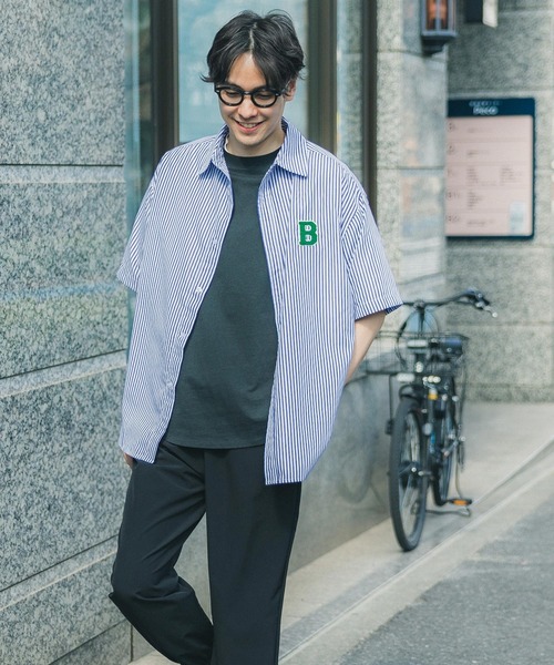 coca(coca)(コカ)の「メンズストライプイニシャルサガラワッペンシャツ(シャツ/ブラウス・メンズ・ブルー/グリーン・M/L/XL)」の12枚目の写真