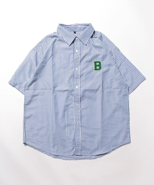 coca(coca)(コカ)の「メンズストライプイニシャルサガラワッペンシャツ(シャツ/ブラウス・メンズ・ブルー/グリーン・M/L/XL)」の5枚目の写真