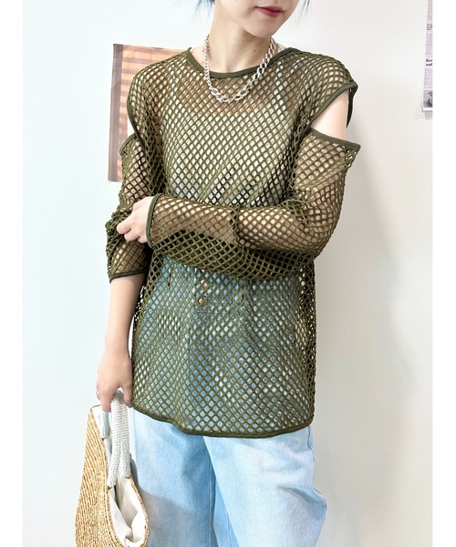 CECIL McBEE(セシルマクビー)の「フィッシュネットプルオーバー(Tシャツ/カットソー・レディース・アイボリー/ブラック/ベージュ/カーキ・MEDIUM/LARGE)」の4枚目の写真