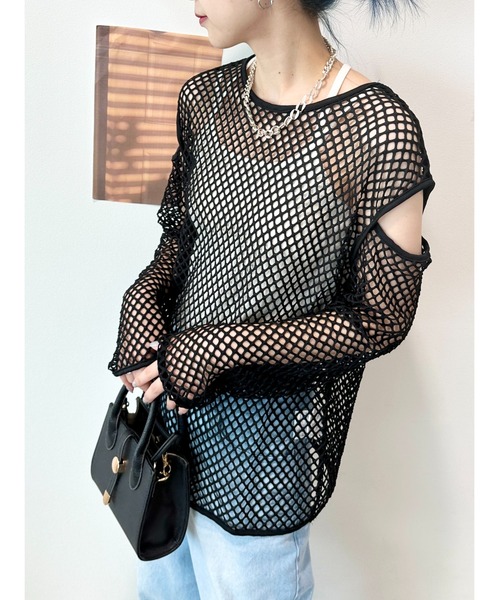 CECIL McBEE(セシルマクビー)の「フィッシュネットプルオーバー(Tシャツ/カットソー・レディース・アイボリー/ブラック/ベージュ/カーキ・MEDIUM/LARGE)」の13枚目の写真