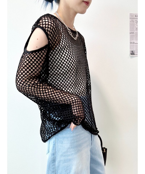 CECIL McBEE(セシルマクビー)の「フィッシュネットプルオーバー(Tシャツ/カットソー・レディース・アイボリー/ブラック/ベージュ/カーキ・MEDIUM/LARGE)」の14枚目の写真