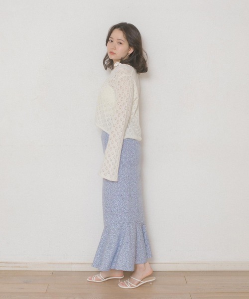 TINA:JOJUN(ティーナジョジュン)の「小花柄 マーメイドスカート TINA:JOJUN(スカート・レディース・パープル/ピンク・S/M)」の7枚目の写真