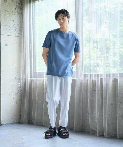 UNITED TOKYO◆テクノラマスムスクルーネックTシャツ/3/コットン/BLK/無地/406226001