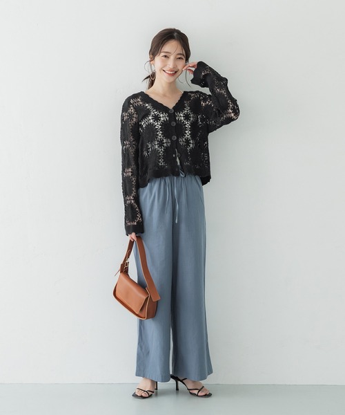 coca（coca）（コカ）の「クロシェフラワー柄カーディガン（カーディガン/ボレロ・レディース・ブラック/アイボリー・ONE SIZE）」の13枚目の写真