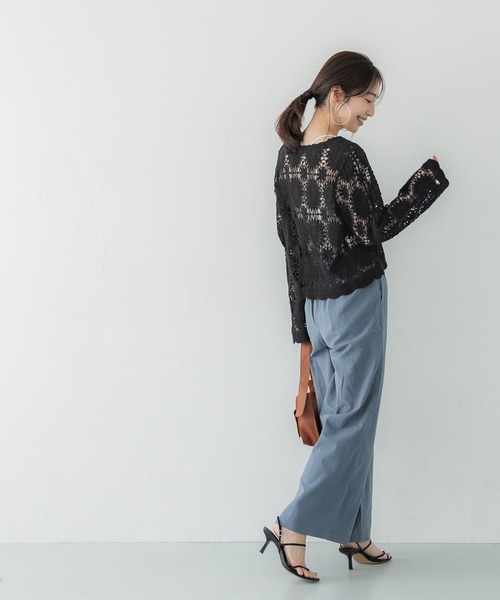 coca（coca）（コカ）の「クロシェフラワー柄カーディガン（カーディガン/ボレロ・レディース・ブラック/アイボリー・ONE SIZE）」の8枚目の写真