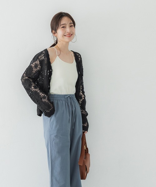 coca（coca）（コカ）の「クロシェフラワー柄カーディガン（カーディガン/ボレロ・レディース・ブラック/アイボリー・ONE SIZE）」の7枚目の写真