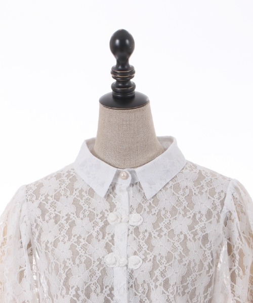 axes femme POETIQUE（アクシーズファムポエティック）の「チャイナボタンレースブラウス（シャツ/ブラウス・レディース・キナリ/ブラック/ピンク・MEDIUM）」の22枚目の写真