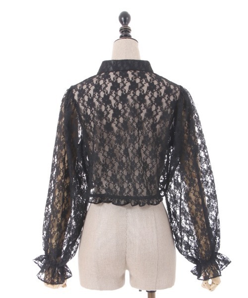axes femme POETIQUE（アクシーズファムポエティック）の「チャイナボタンレースブラウス（シャツ/ブラウス・レディース・キナリ/ブラック/ピンク・MEDIUM）」の12枚目の写真