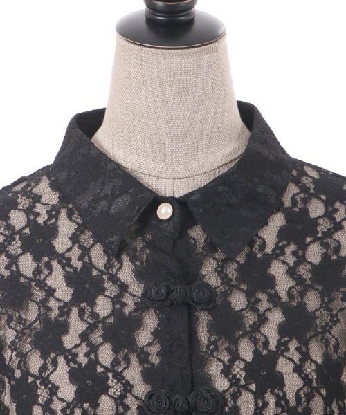 axes femme POETIQUE（アクシーズファムポエティック）の「チャイナボタンレースブラウス（シャツ/ブラウス・レディース・キナリ/ブラック/ピンク・MEDIUM）」の16枚目の写真