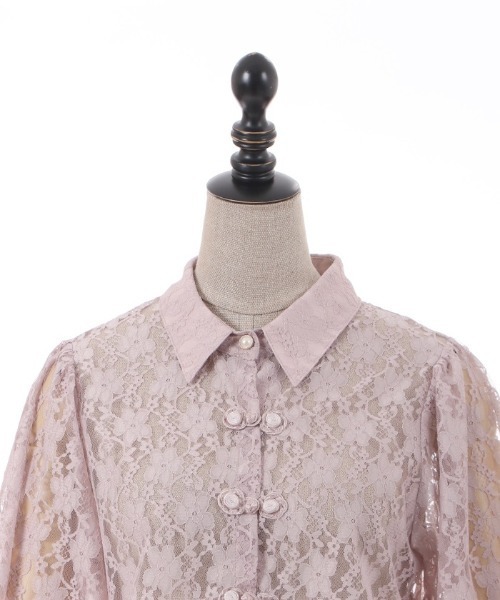 axes femme POETIQUE（アクシーズファムポエティック）の「チャイナボタンレースブラウス（シャツ/ブラウス・レディース・キナリ/ブラック/ピンク・MEDIUM）」の17枚目の写真