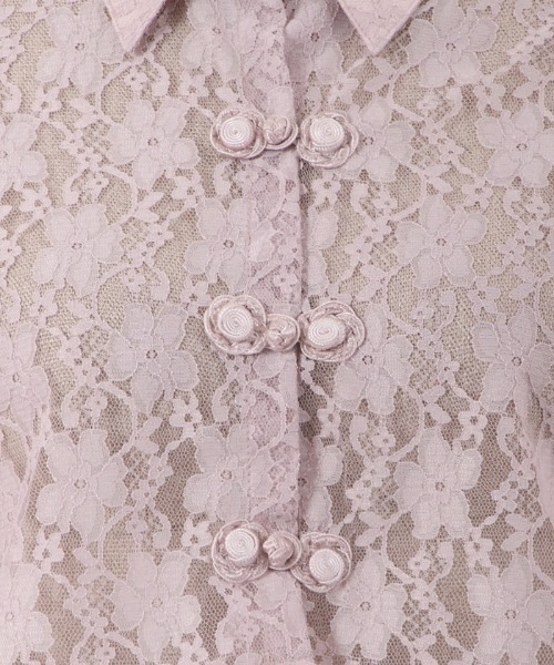 axes femme POETIQUE（アクシーズファムポエティック）の「チャイナボタンレースブラウス（シャツ/ブラウス・レディース・キナリ/ブラック/ピンク・MEDIUM）」の10枚目の写真