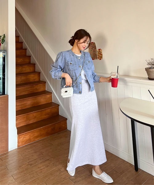 NANING9（ナンニング）の「NANING9 ウエストバンディングスウェットマーメイドスカート（スカート・レディース・ブラック/アイボリー・FREE）」の16枚目の写真