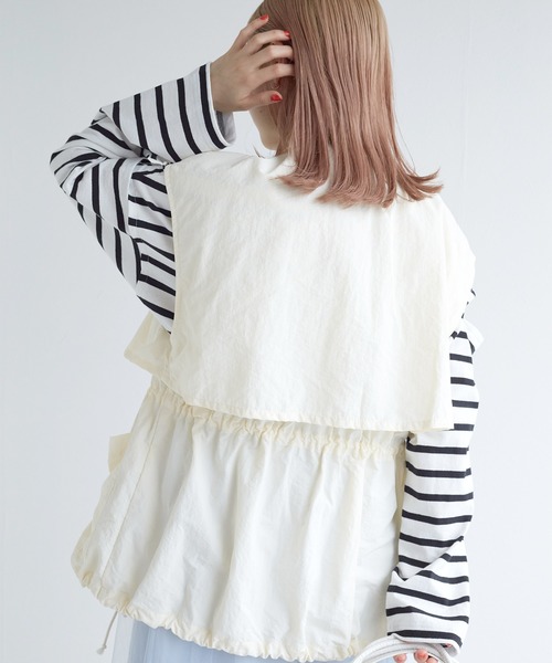 w closet(ダブルクローゼット)の「ボーダーショルダースリットロンT(Tシャツ/カットソー・レディース・ホワイト×ブラック/ピンク系その他/ホワイト×イエロー/グリーン系その他・FREE)」の9枚目の写真