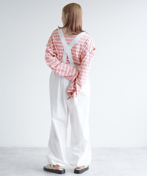 w closet(ダブルクローゼット)の「ボーダーショルダースリットロンT(Tシャツ/カットソー・レディース・ホワイト×ブラック/ピンク系その他/ホワイト×イエロー/グリーン系その他・FREE)」の19枚目の写真