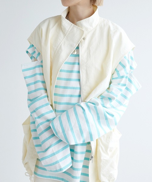 w closet(ダブルクローゼット)の「ボーダーショルダースリットロンT(Tシャツ/カットソー・レディース・ホワイト×ブラック/ピンク系その他/ホワイト×イエロー/グリーン系その他・FREE)」の11枚目の写真