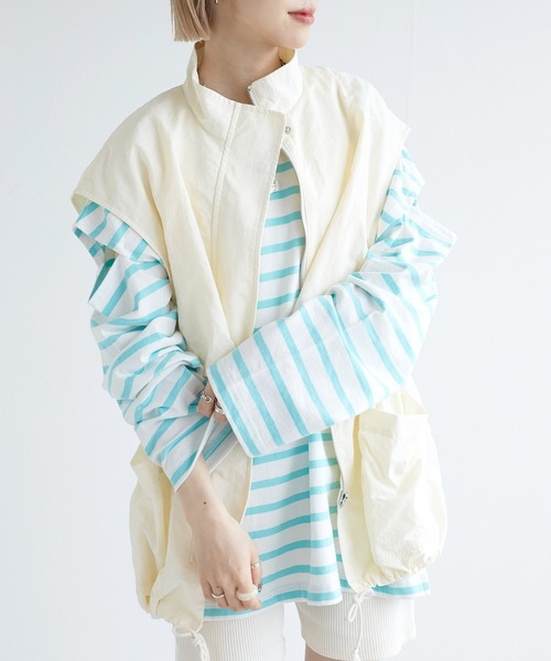 w closet(ダブルクローゼット)の「ボーダーショルダースリットロンT(Tシャツ/カットソー・レディース・ホワイト×ブラック/ピンク系その他/ホワイト×イエロー/グリーン系その他・FREE)」の8枚目の写真