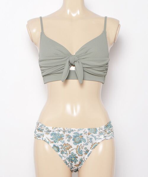 TOTASU ELEVEN(トータスイレブン)の「TOTASU ELEVEN/トータスイレブン 小花柄/エスニック柄ショーツ/無地 /リブ素材/2wayショルダーフロントリボンビキニ 32172(水着・レディース・グリーン/オレンジ/ブラウン・9号)」の14枚目の写真