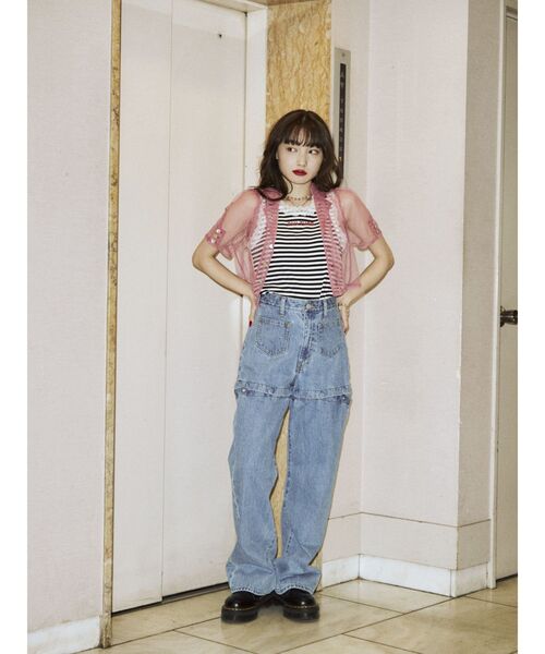 jouetie（ジュエティ）の「カラーシアークロップドブラウス（シャツ/ブラウス・レディース・ブラウン/ピンク/グリーン・MEDIUM）」の7枚目の写真