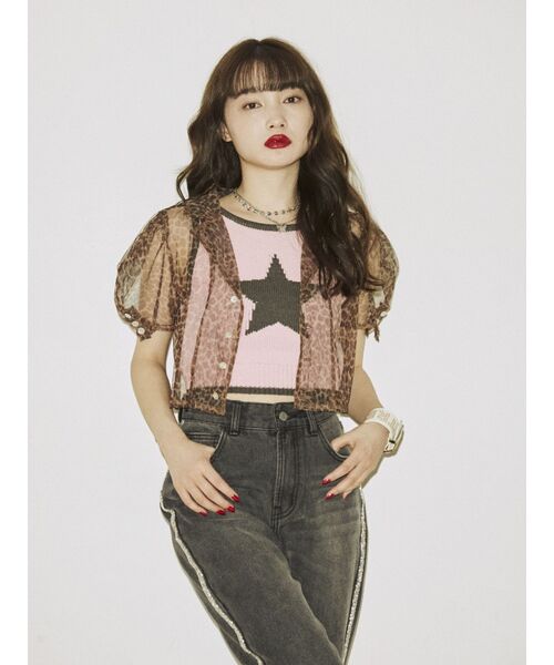 jouetie（ジュエティ）の「カラーシアークロップドブラウス（シャツ/ブラウス・レディース・ブラウン/ピンク/グリーン・MEDIUM）」の8枚目の写真