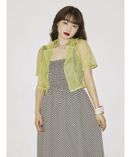 jouetie（ジュエティ）の「カラーシアークロップドブラウス（シャツ/ブラウス・レディース・ブラウン/ピンク/グリーン・MEDIUM）」の9枚目の写真