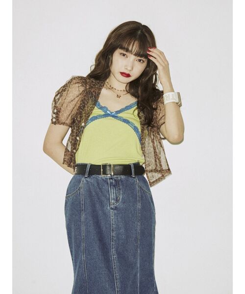 jouetie（ジュエティ）の「カラーシアークロップドブラウス（シャツ/ブラウス・レディース・ブラウン/ピンク/グリーン・MEDIUM）」の10枚目の写真