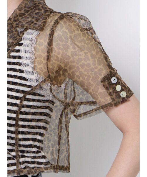 jouetie（ジュエティ）の「カラーシアークロップドブラウス（シャツ/ブラウス・レディース・ブラウン/ピンク/グリーン・MEDIUM）」の12枚目の写真