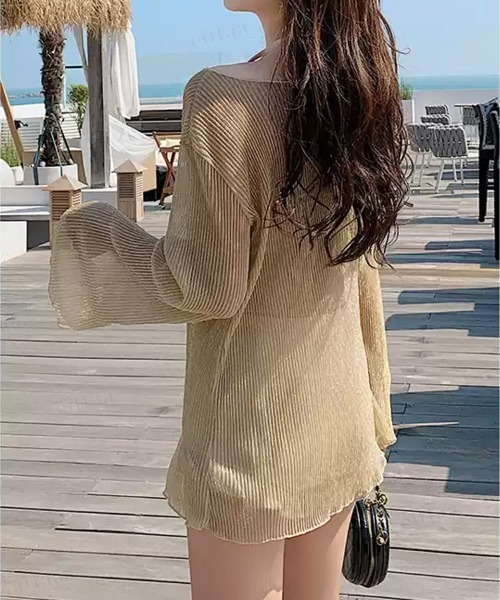 Dalfwin(ダールフィン)の「ラメシアートップス付きフリルビキニ3点セット水着(水着・レディース・ライトブルー/ブラック/ベージュ/ブラウン/ピンク・ONE SIZE)」の22枚目の写真