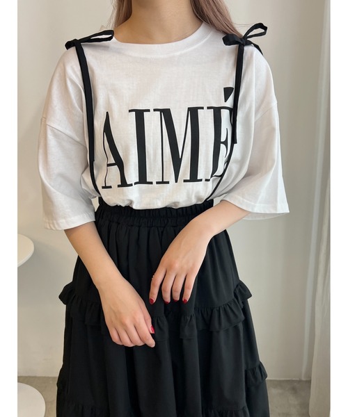 WC(ダブル シー)の「AIMEビッグTシャツ(Tシャツ/カットソー・レディース・ブラック/ホワイト・FREE)」の2枚目の写真