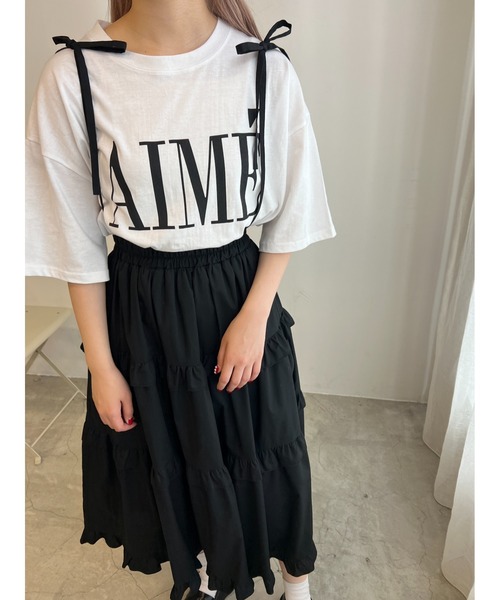 WC(ダブル シー)の「AIMEビッグTシャツ(Tシャツ/カットソー・レディース・ブラック/ホワイト・FREE)」の3枚目の写真