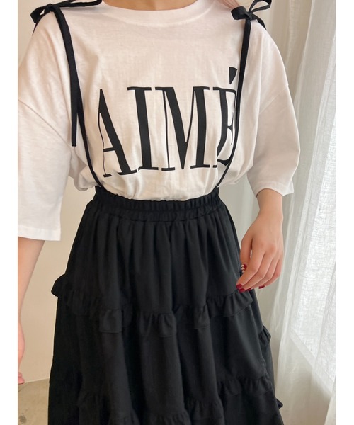 WC(ダブル シー)の「AIMEビッグTシャツ(Tシャツ/カットソー・レディース・ブラック/ホワイト・FREE)」の22枚目の写真