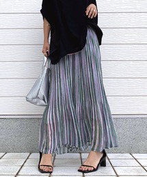 Q | ペイントストライププリーツスカート(スカート)