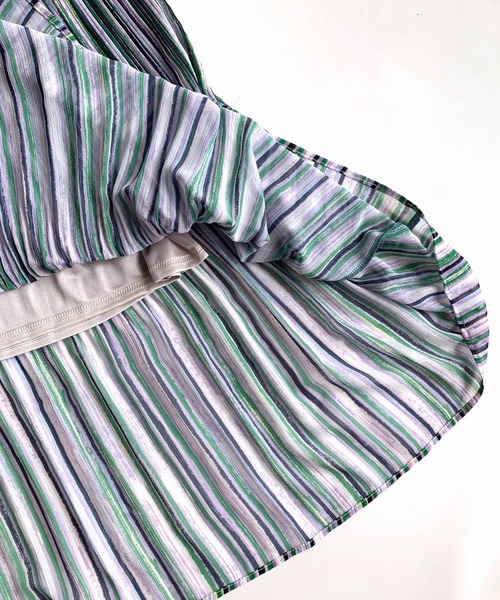 Q（キュー）の「ペイントストライププリーツスカート（スカート・レディース・パープル系/ブラウン系・MEDIUM）」の9枚目の写真