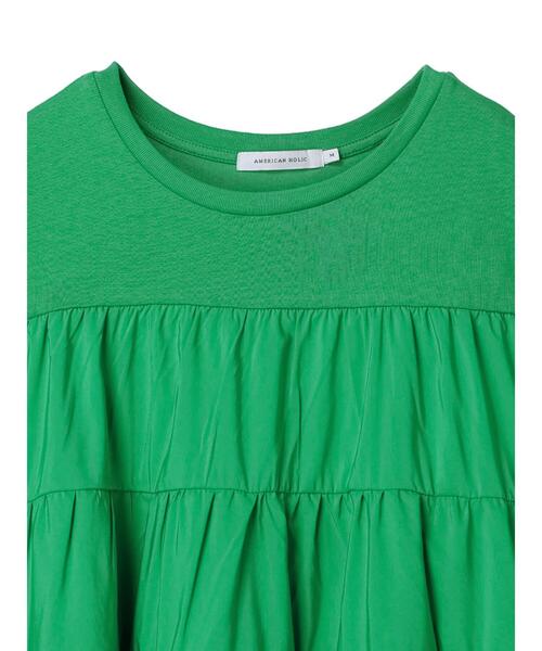 AMERICAN HOLIC(アメリカンホリック)の「異素材ティアードカットチュニック(Tシャツ/カットソー・レディース・ピンク/グリーン/ブラック/オフホワイト・M/L)」の18枚目の写真